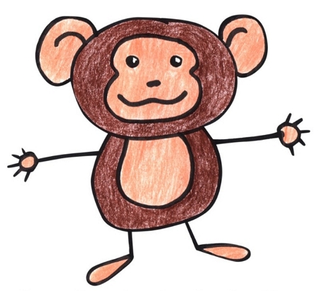 Monkey Coloring Page for Kids · Creative Fabrica