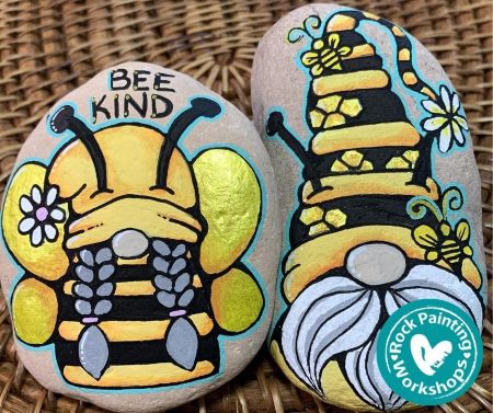 Bee Kind Gnomes Rock Art