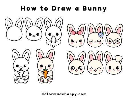 Bunny with Different Faces Drawing