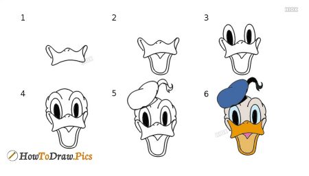 Classic Donald Duck Face Drawing