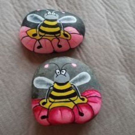 Grumpy Bee Rock Painting