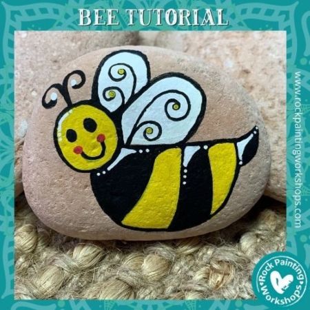 Pretty Bee Rock Painting