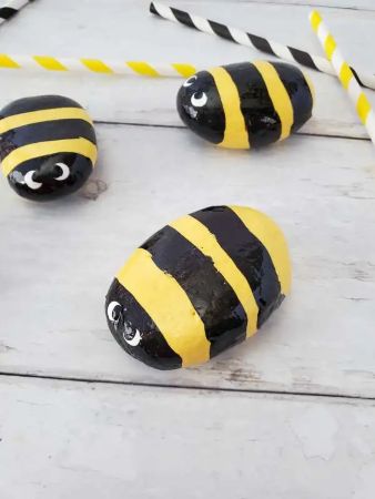 Small Bumble Bee Painted Rocks