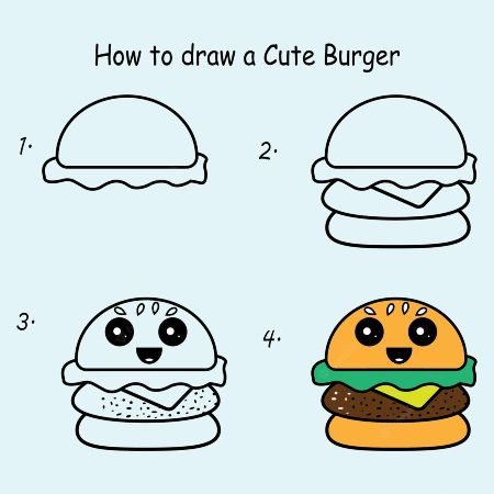 Burger Drawing  How To Draw A Burger Step By Step