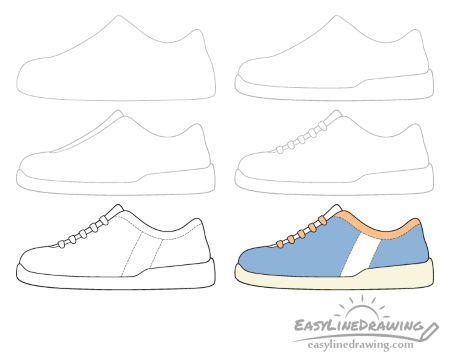 how to draw shoes step by step