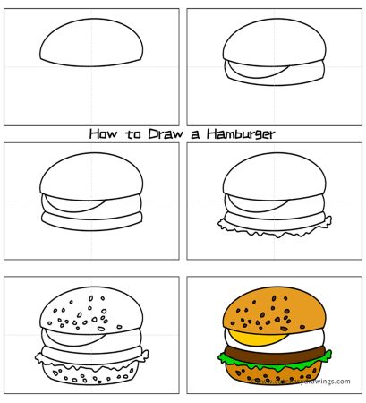Burger with Egg Drawing