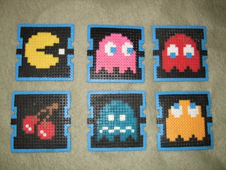 Pac Man Perler Bead Coasters