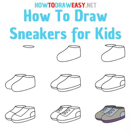Simple Sneakers for Kids Drawing