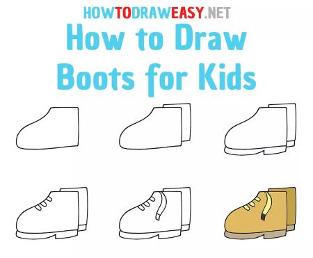 Small Boots for Kids Drawing