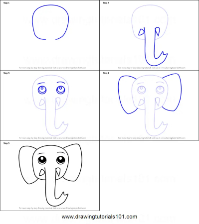Adorable Elephant Face Drawing