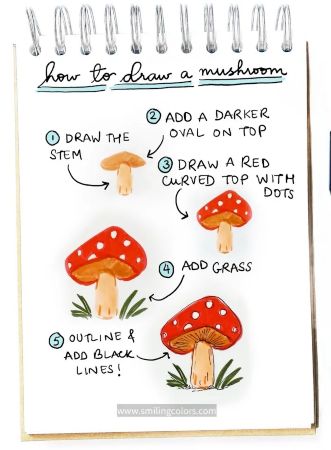 Adorable Mushroom Drawing