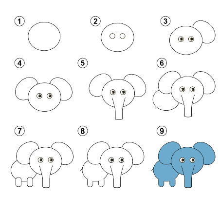 Blue Elephant Drawing