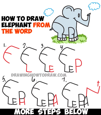 Elephant Drawing from the Dollar Sign
