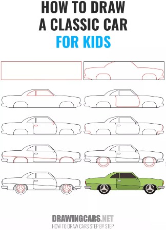 Green Classic Car Drawing