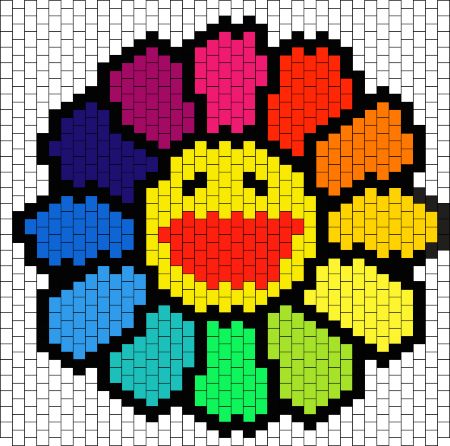 Happy Flower Perler Bead