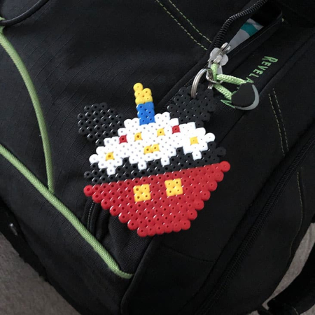 Mickey Cupcake Perler Keychain