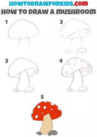 Mushroom with Stones Drawing