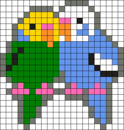 Parakeet Lovers Perler Bead Pattern