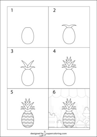 Pineapple on a Table Drawing