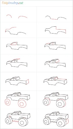 Roaring Monster Truck Drawing