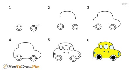 Simple Yellow Car Drawing