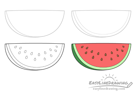 Sliced Watermelon Drawing