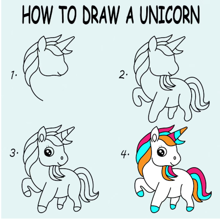 Smiling Unicorn Drawing