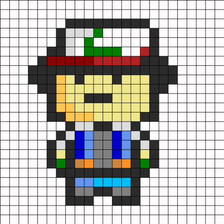 Ash Ketchum Perler Bead Pattern