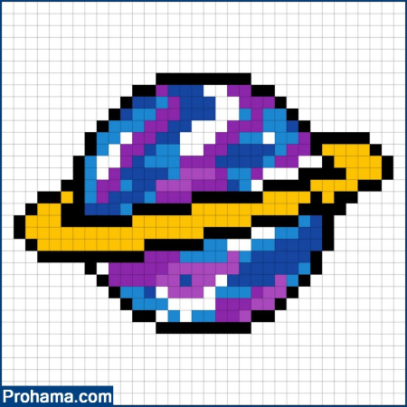 Colorful Planet with Ring Perler Pattern
