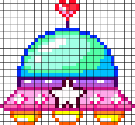 Cute Spaceship Perler Pattern