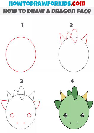 Easy Dragon Face Drawing
