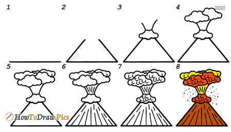 Fiery Volcano Drawing