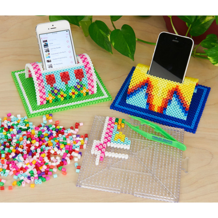 Floral and Triangular Perler Cell Phone Stands