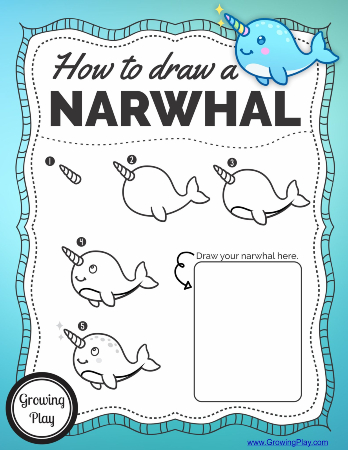 Kawaii Narwhal Drawing