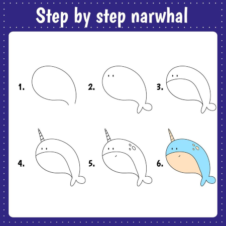 Simple Narwhal Drawing