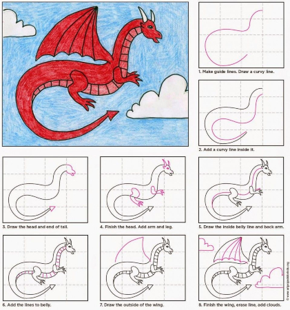 Soaring Red Dragon Drawing
