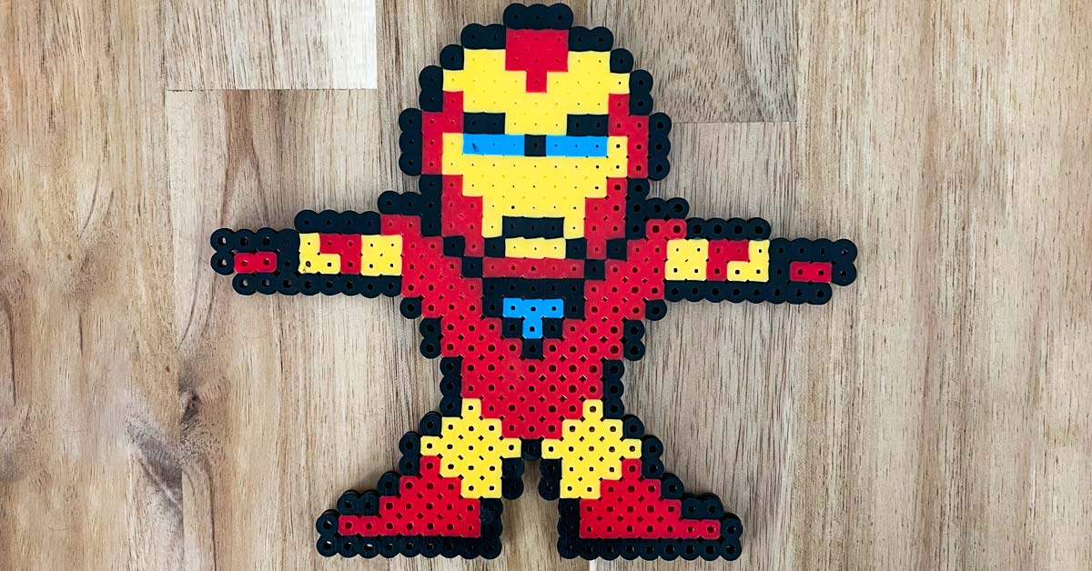 Iron-Man Mini Perler beads  Perler beads, Perler crafts, Easy