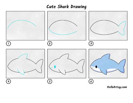 Adorable Shark Drawing