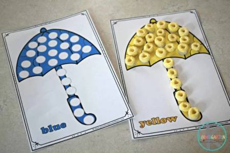 Color Matching Fruit Loops Umbrella Activity