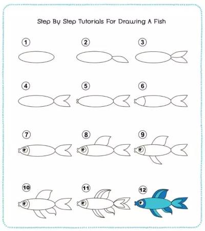 Cool Blue Fish Drawing