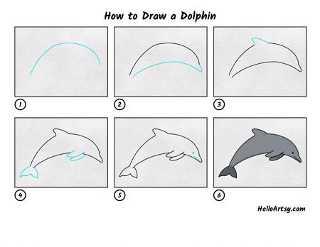 How to Draw a Cartoon Dolphin - Really Easy Drawing Tutorial