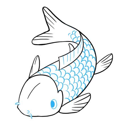 Golden Koi Fish Drawing