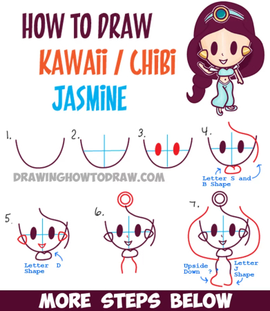 Kawaii Princess Jasmine Drawing