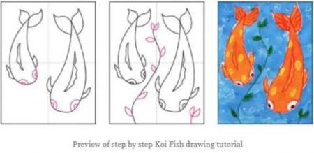 Lovely Koi Fishes Drawing