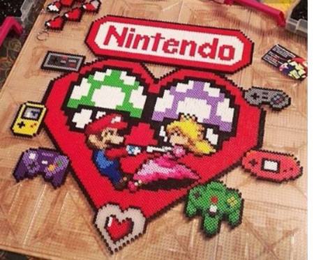 Mario and Princess Peach Perler Beads