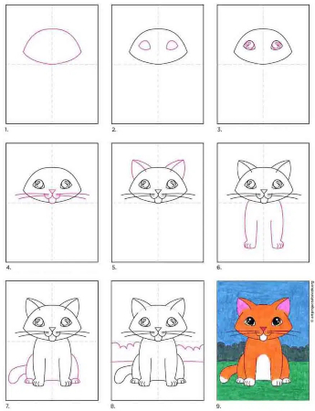 How To Draw A Cute Kitten Step By Step For Kids