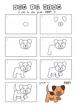 Puppy with Wagging Tail Drawing