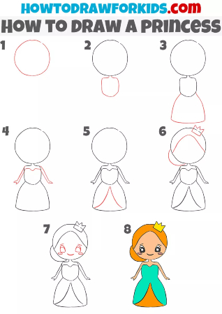 how to draw a princess step by step