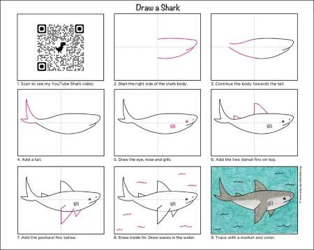 Swimming Shark Drawing