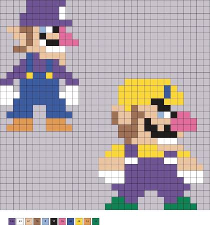 Wario and Waluigi Perler Bead Pattern